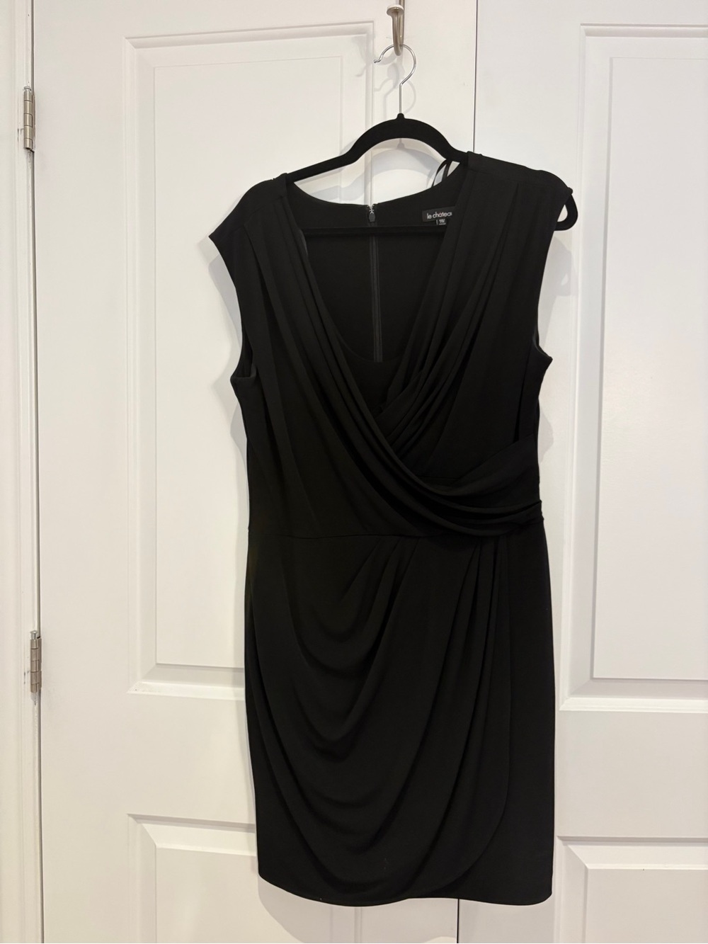 le chateau Black Draped Cowl Midi Dress